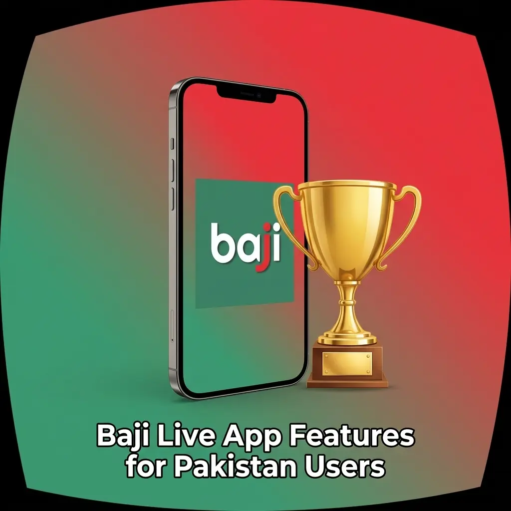 Baji Live app screen showing sportsbook, casino, cashier, and account features for Pakistan users