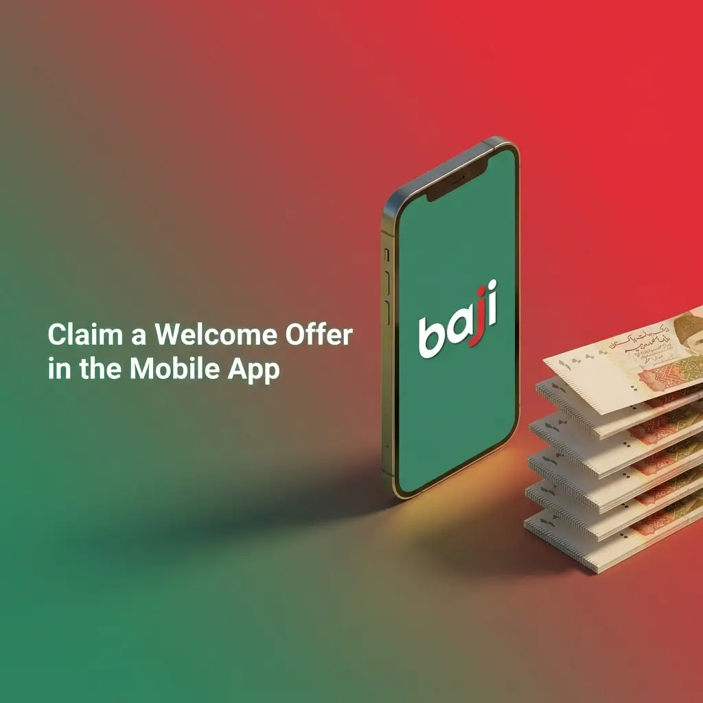 Baji Live mobile app Bonus Centre showing welcome offer claim, deposit step, and wagering progress on Android