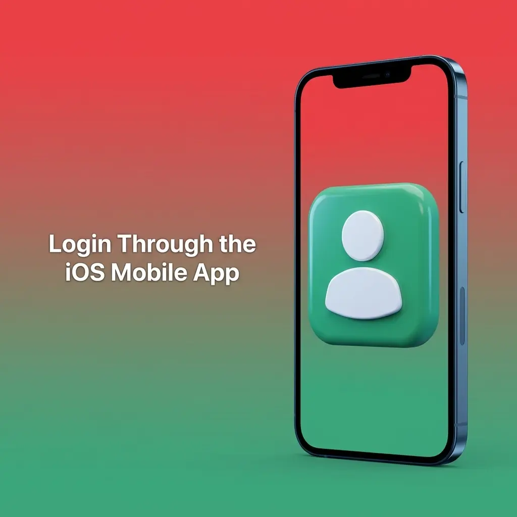 iPhone app login screen showing username, mobile number or email and password fields